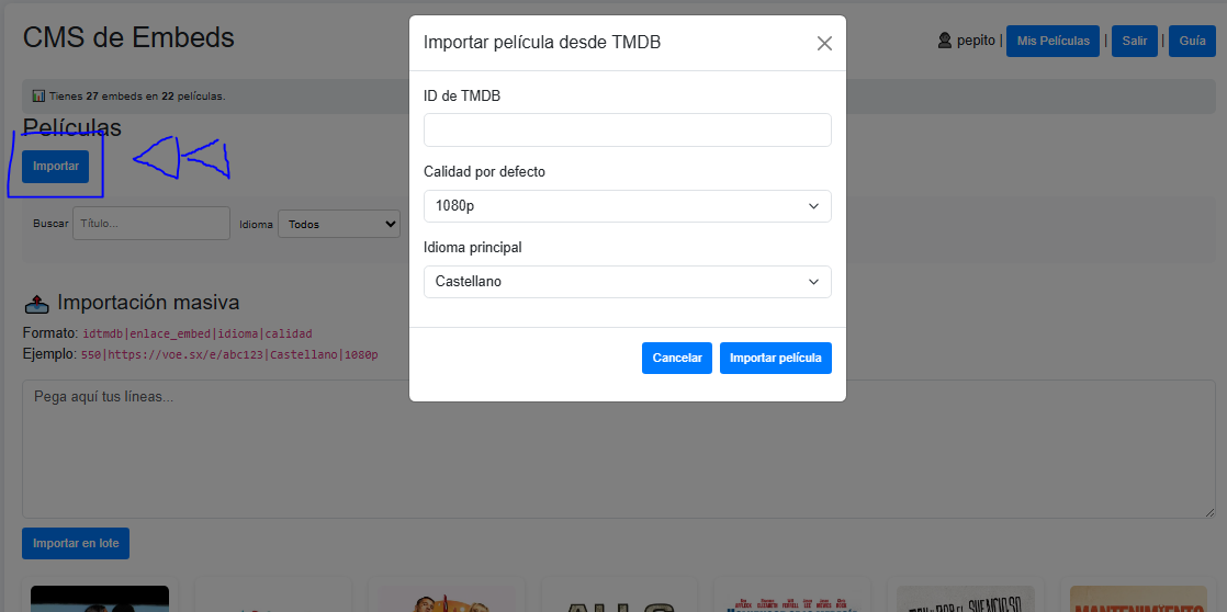 Captura: Agregar embeds